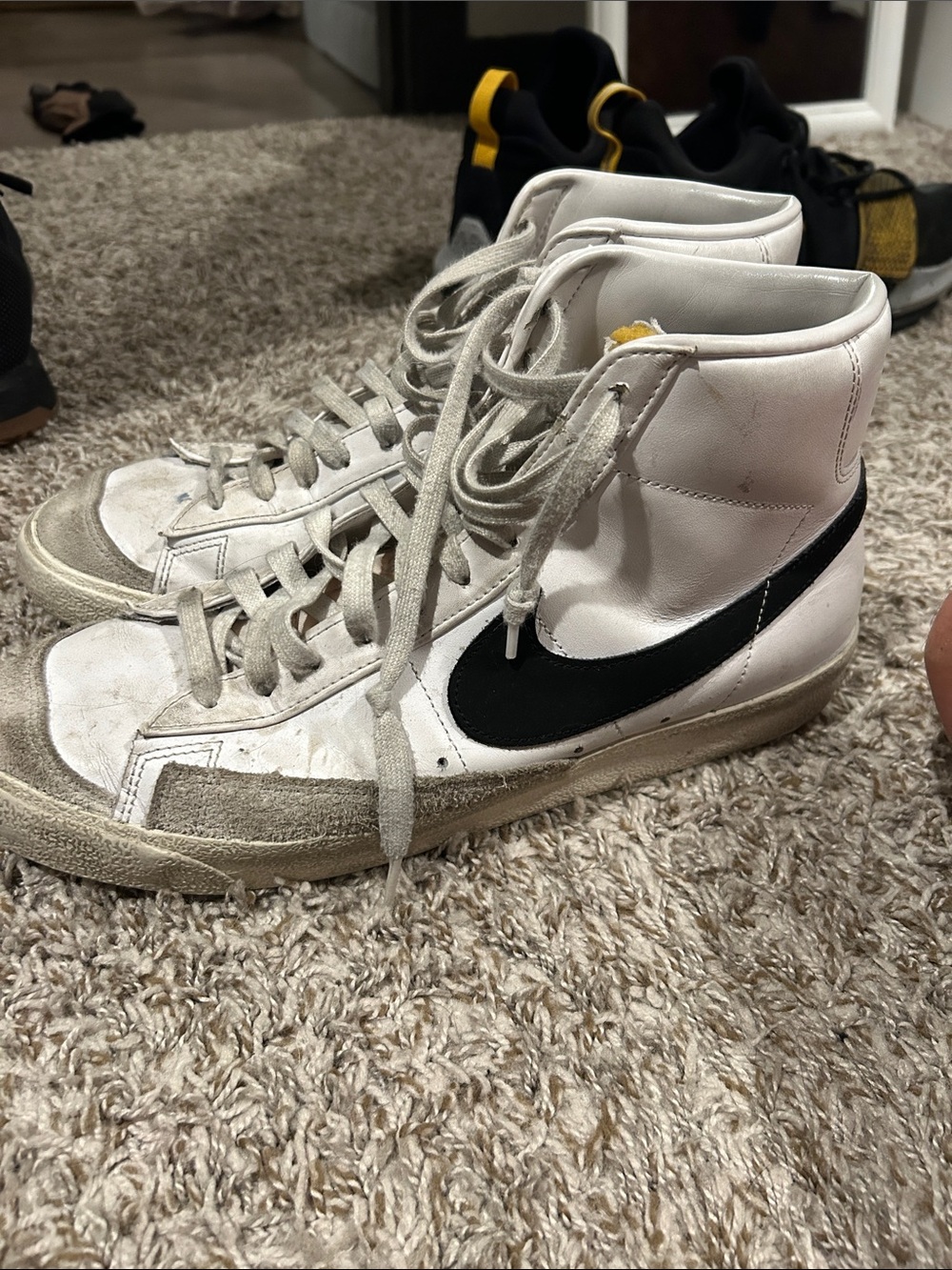 Nike High-Top Sneakers White with Black Swoosh